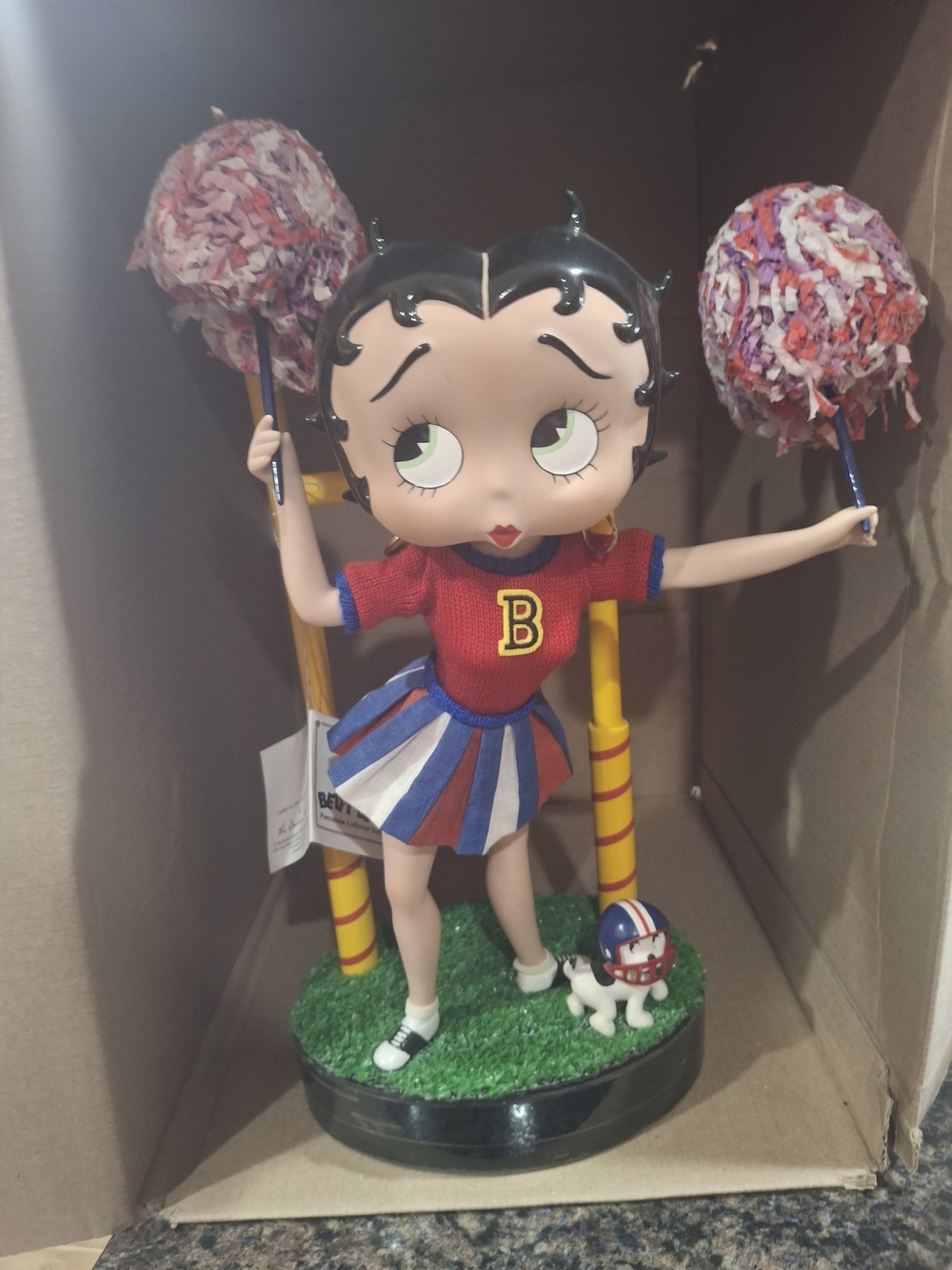 Betty Boop Cheerleader Figurine - Red, Blue, White